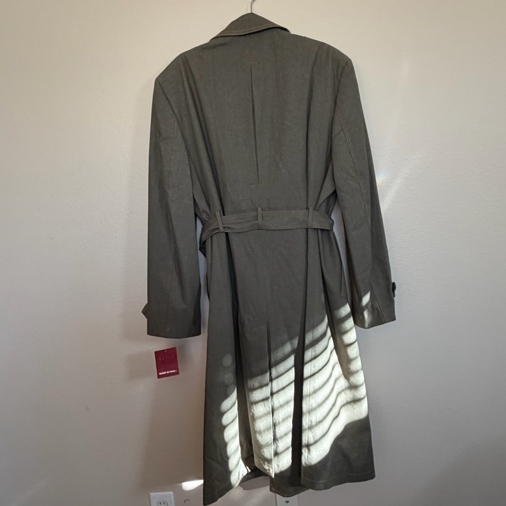 IL Canto Olive Green Denim Trench Coat - Picture 2 of 12